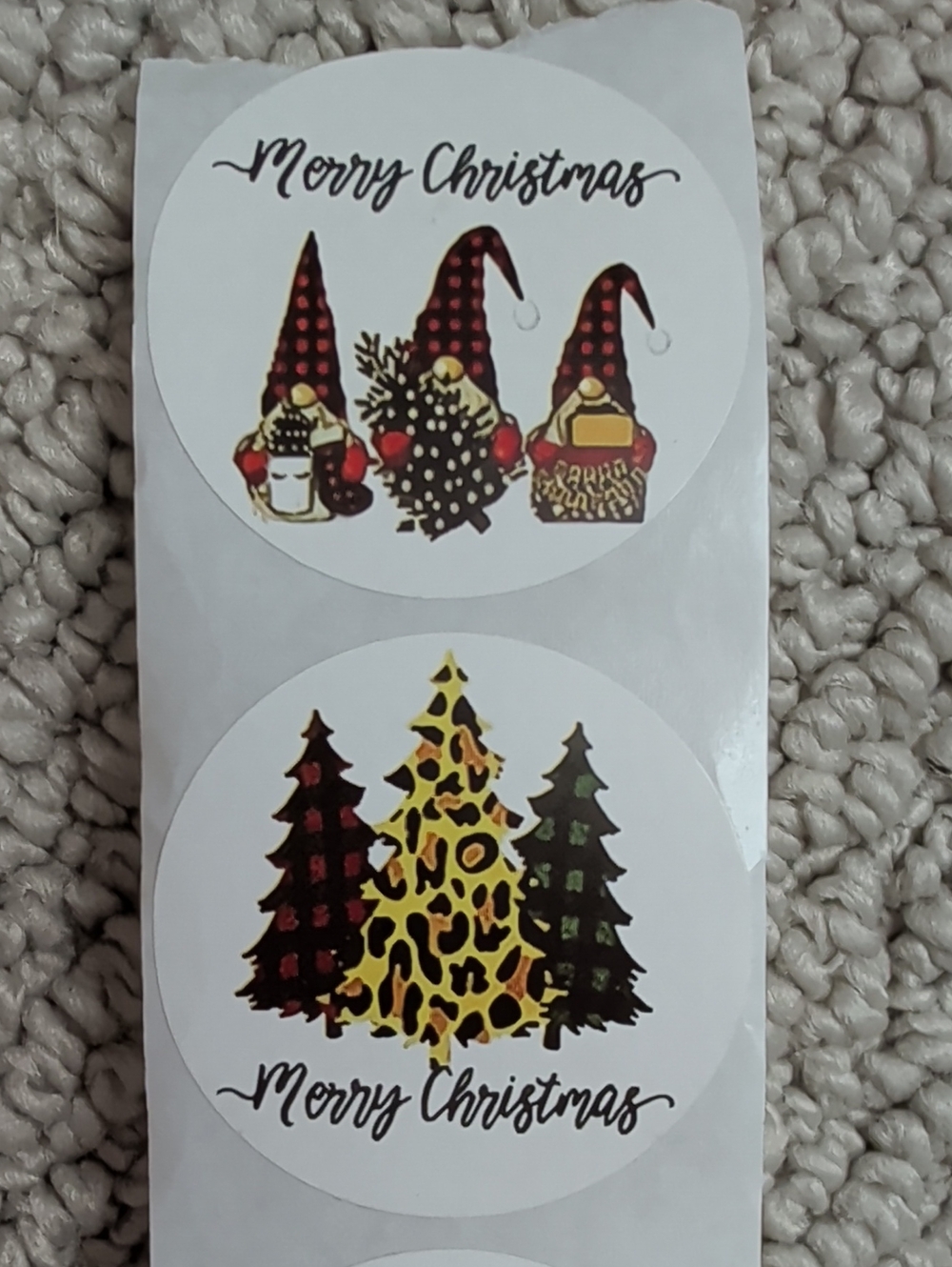 Merry Christmas Sticker Set 50ct - Red, Black, Gold Trees & Gnomes